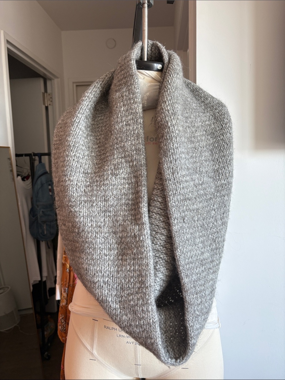 Club Monaco Gray Knit Infinity Scarf